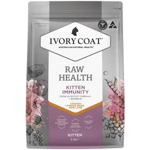 Ivory Coat Raw Health Kitten Immunity Dry Food with Freeze Dried Chicken Pieces 4kg