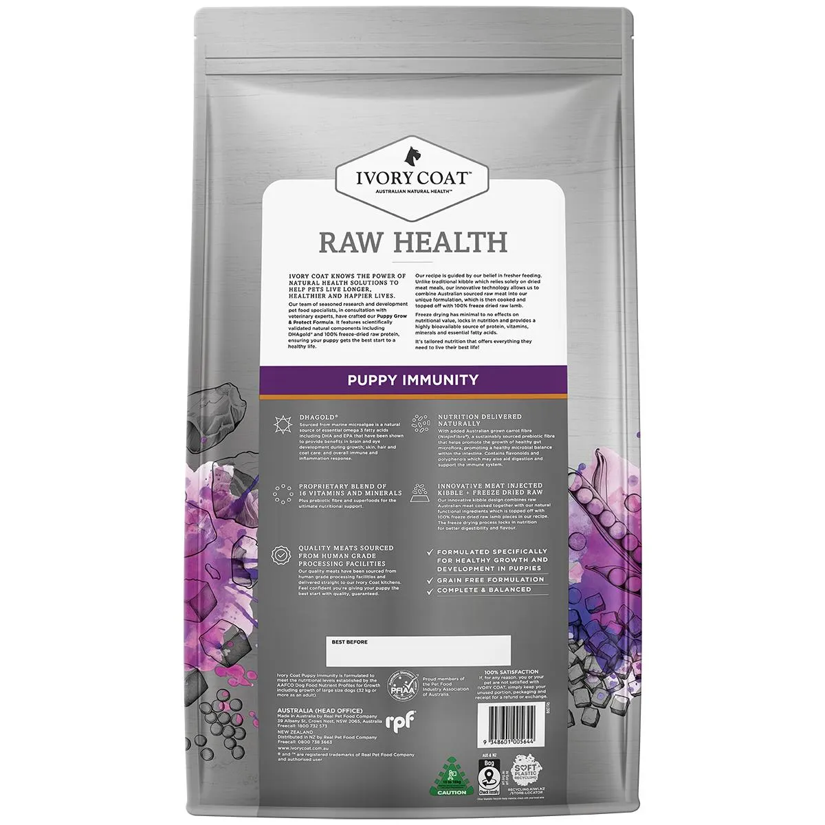 Ivory Coat Raw Health Puppy Dog Immunity Dry Food with Freeze Dried Chicken Pieces 10kg