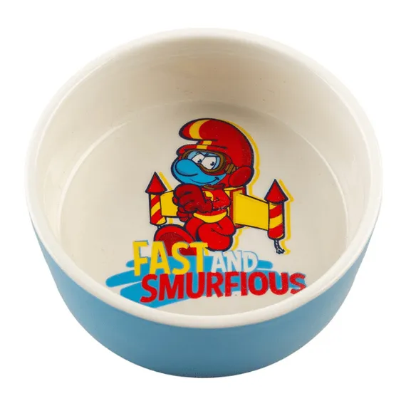 Jeptpack Smurf feeding bowl 500ml - 15x15x6cm white/blue Pets Qatar