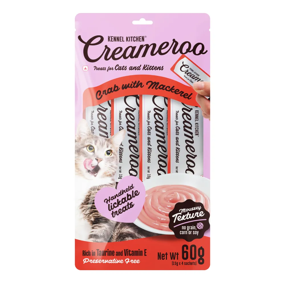 Kennel Kitchen Lamb Pate with Superfood Blueberries Wet Food and Creameroo Crab with Mackerel Creamy Cat Treat for Cat Combo