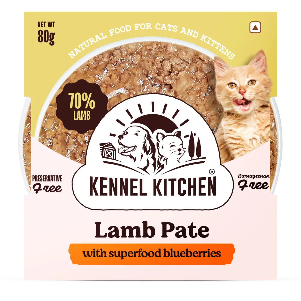 Kennel Kitchen Lamb Pate with Superfood Blueberries Wet Food and Creameroo Crab with Mackerel Creamy Cat Treat for Cat Combo