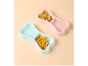 Macaron Plastic Bone-Shaped Double Bowl 24*12.5*3.5Cm Pets Qatar