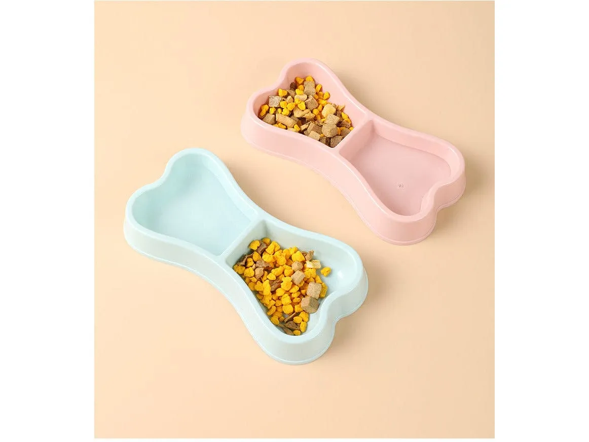 Macaron Plastic Bone-Shaped Double Bowl 24*12.5*3.5Cm Pets Qatar