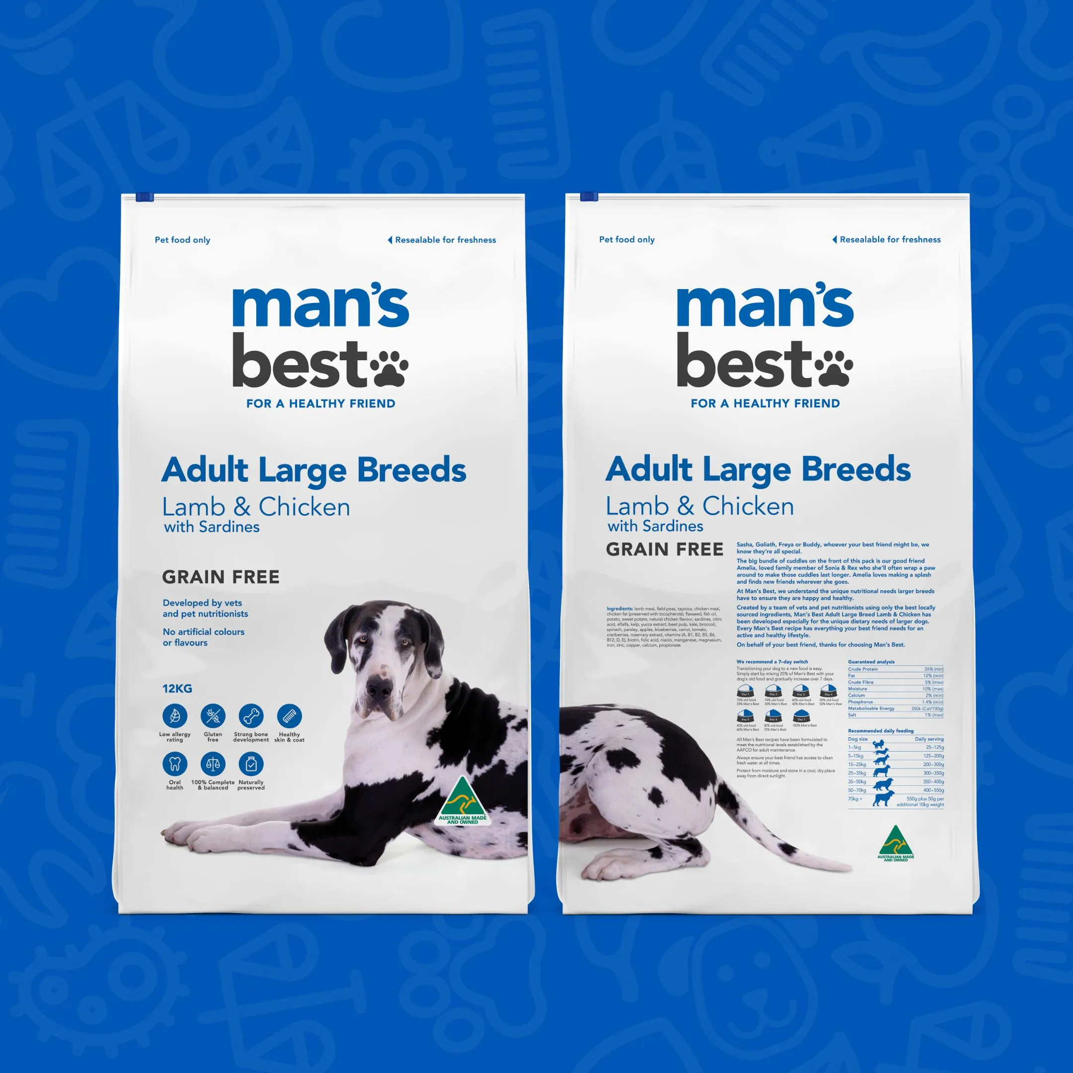 Mans Best Adult Large Breed Premium Grain Free Dry Dog Food 12kg ( _ )
