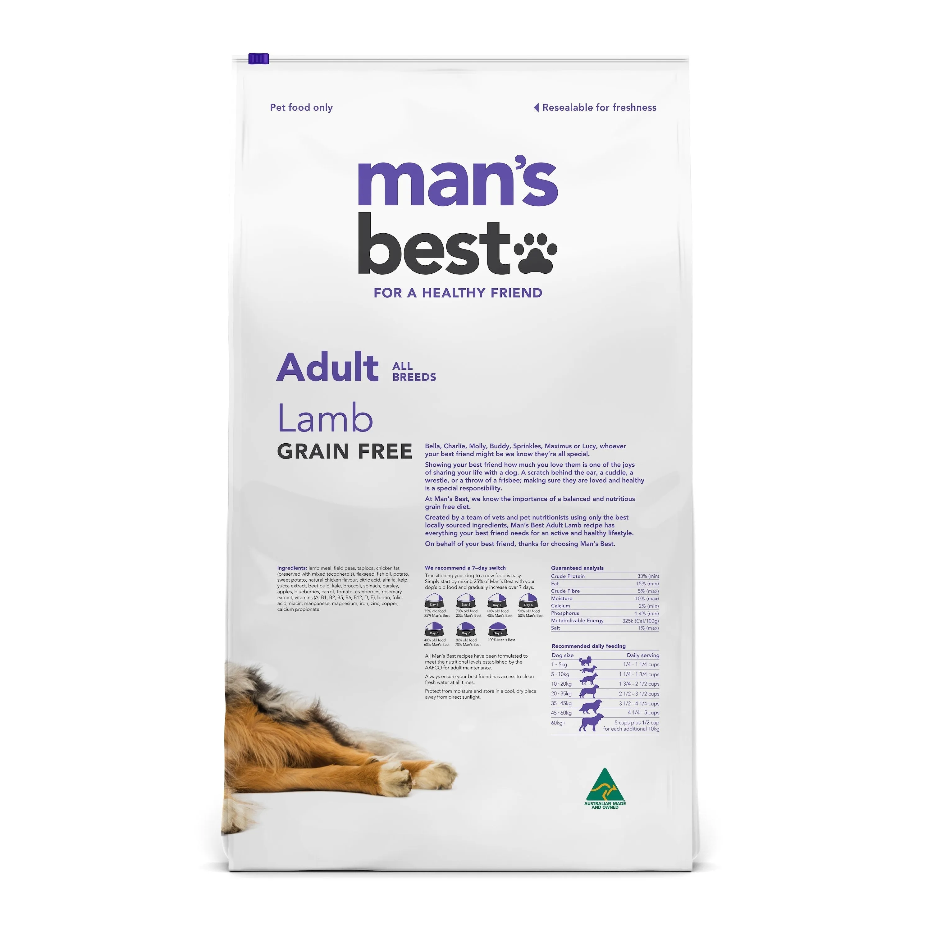 Mans Best Adult Premium Grain Free Lamb Dry Dog Food 12kg ( _ )