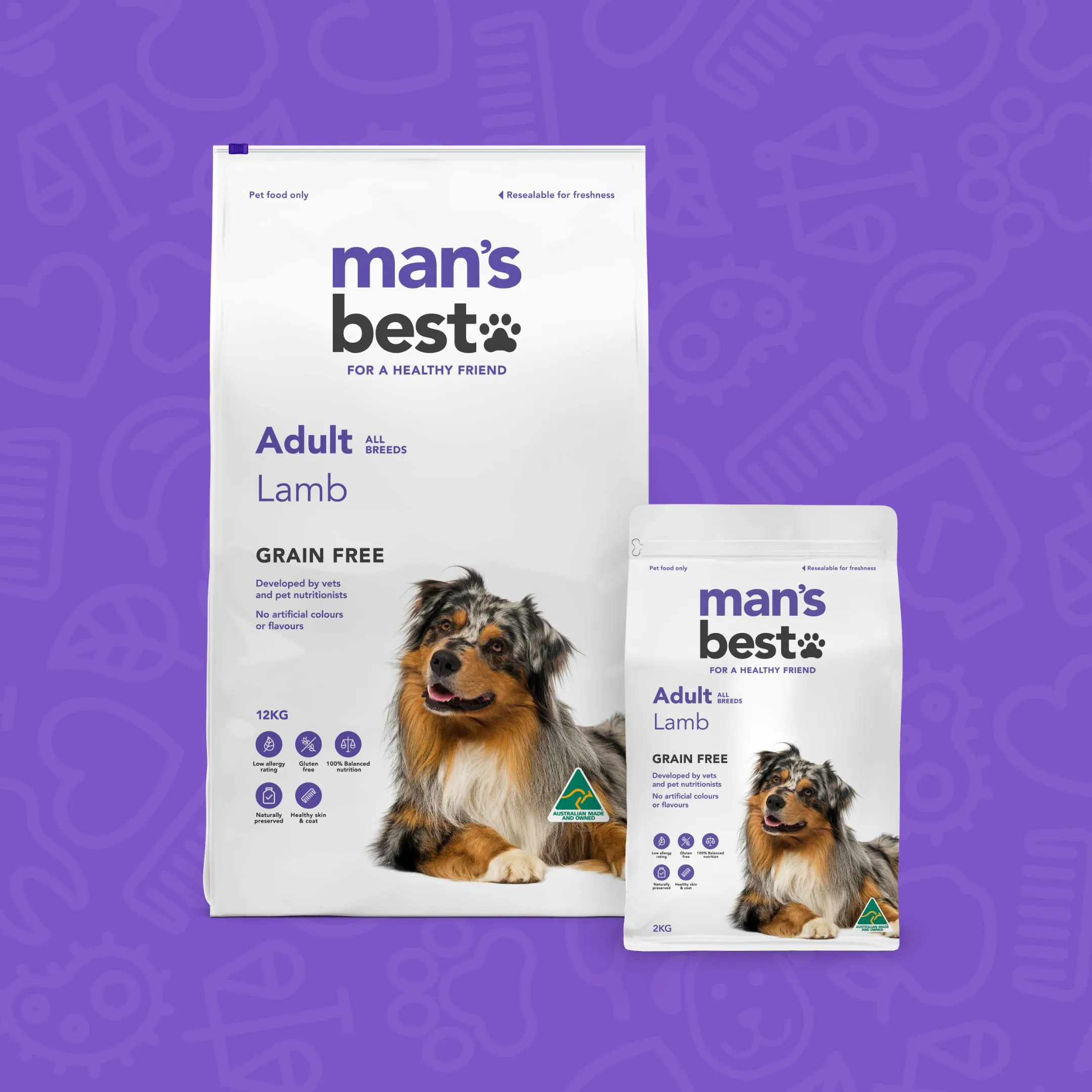 Mans Best Adult Premium Grain Free Lamb Dry Dog Food 2kg ( _ )