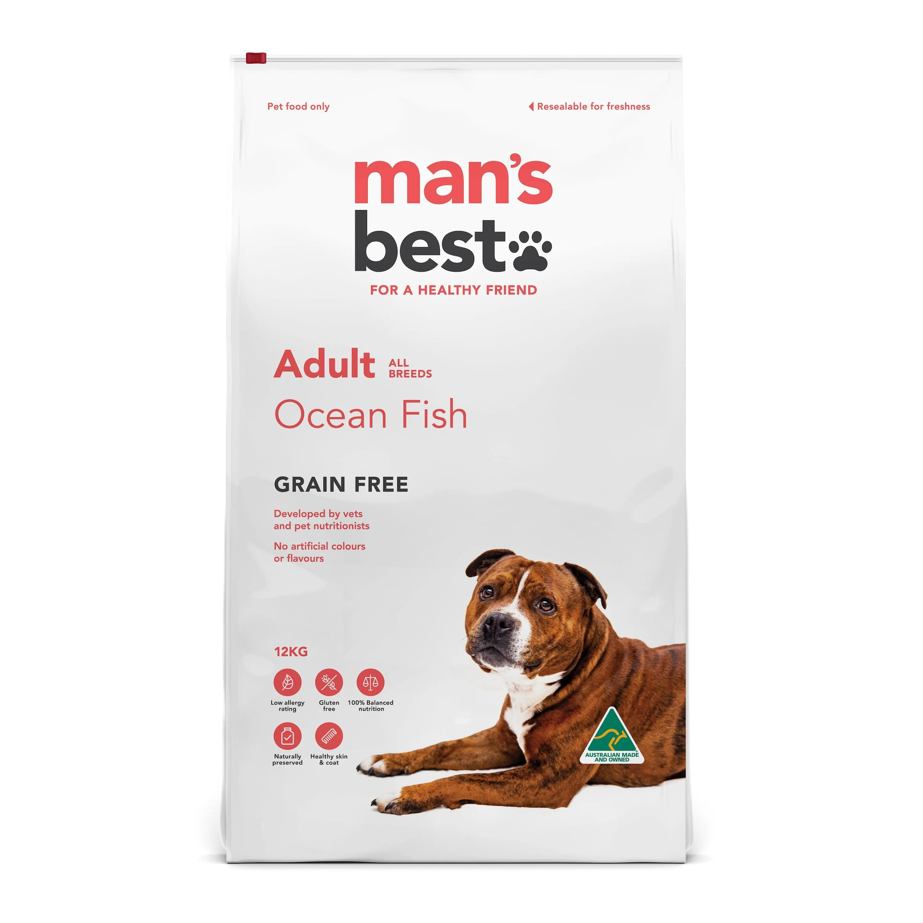 Mans Best Adult Premium Grain Free Ocean Fish Dry Dog Food 12kg ( _ )