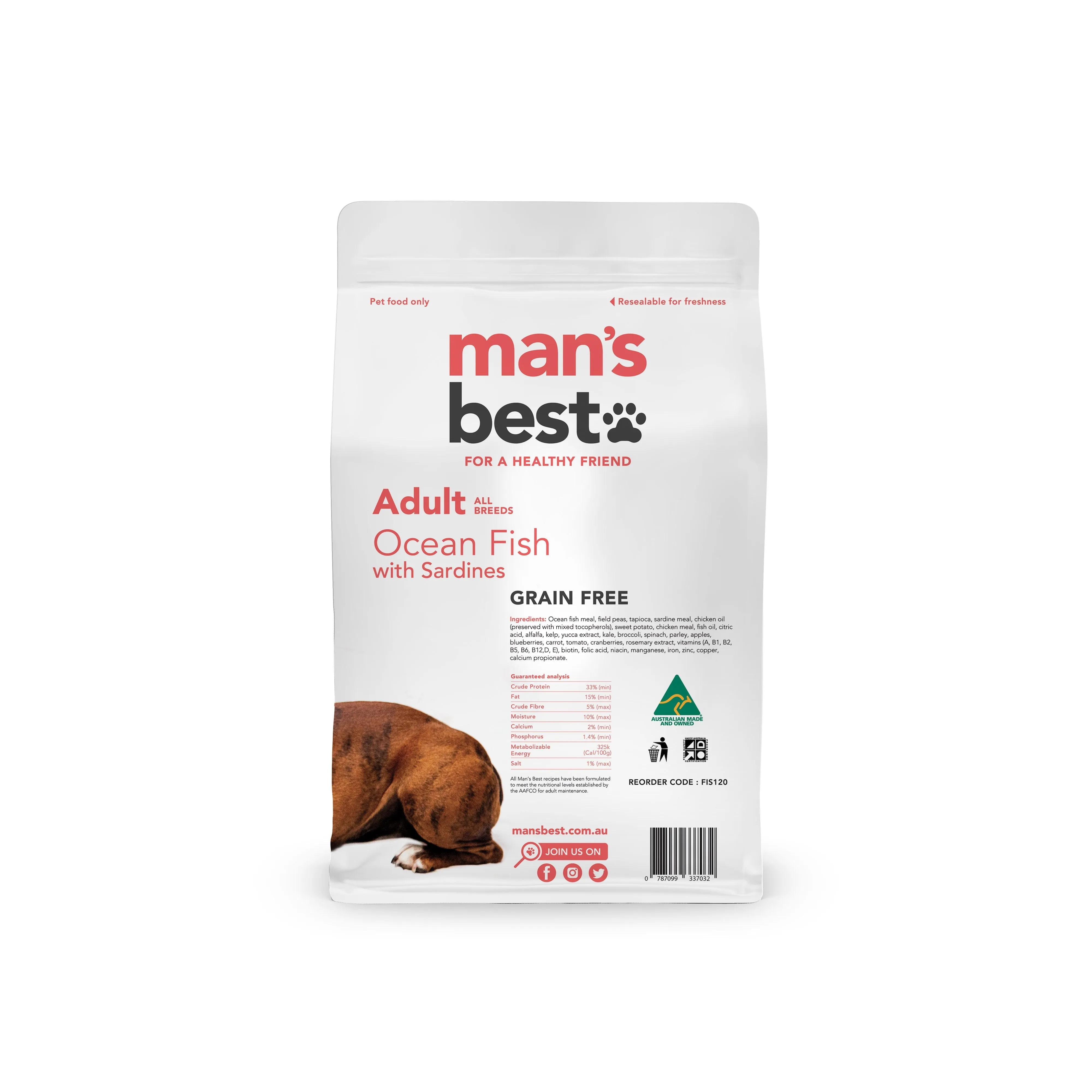 Mans Best Adult Premium Grain Free Ocean Fish Dry Dog Food 2kg ( _ )