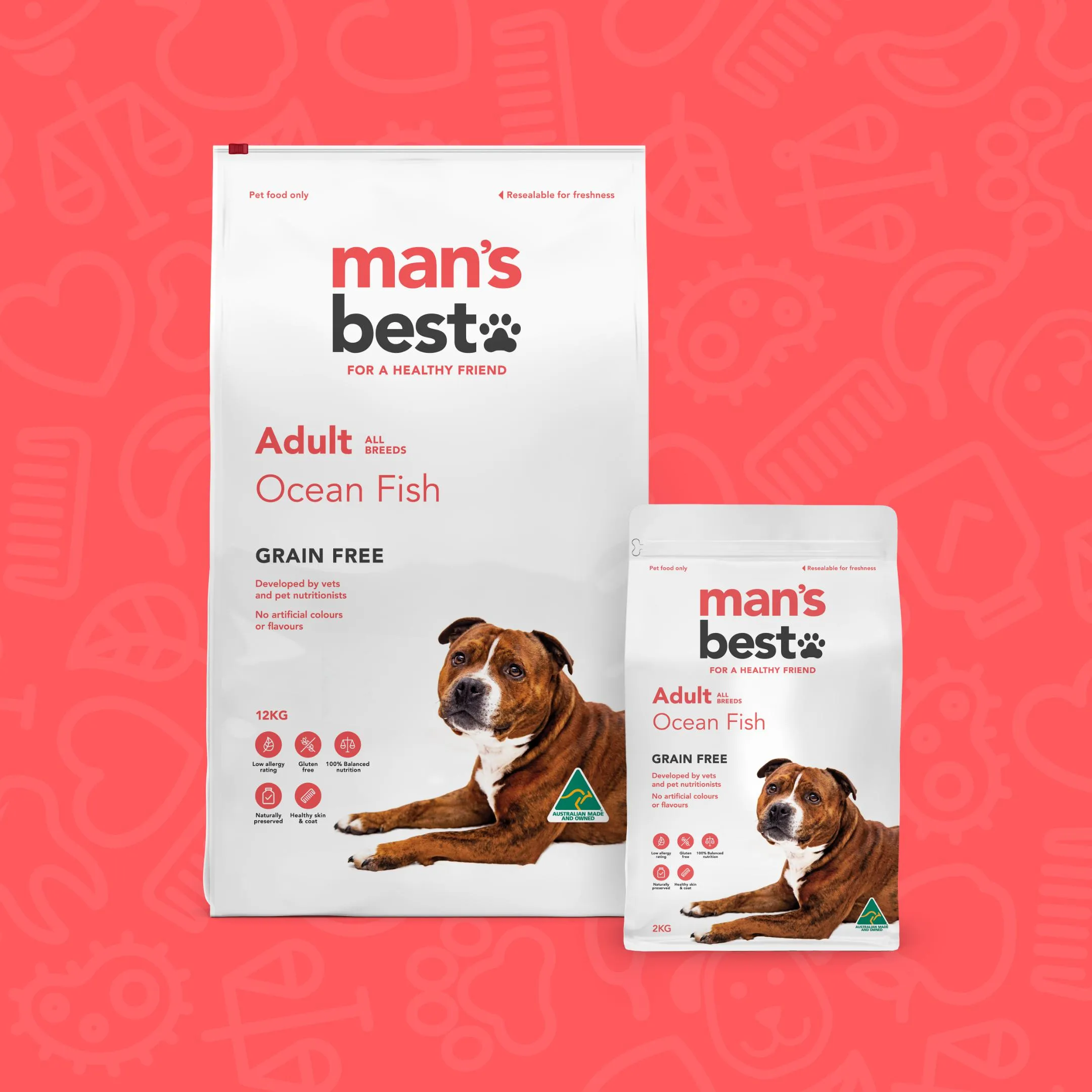 Mans Best Adult Premium Grain Free Ocean Fish Dry Dog Food 2kg ( _ )