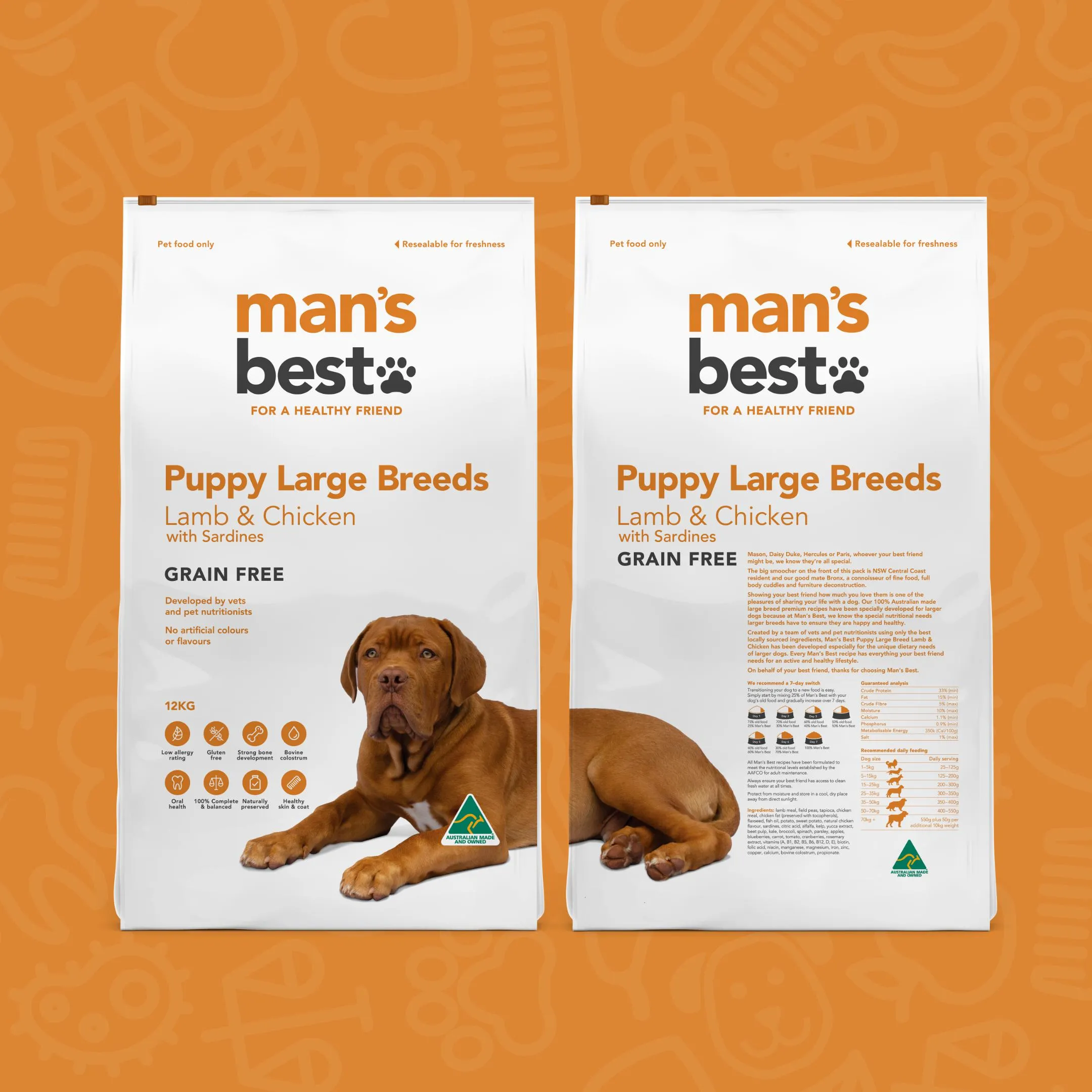 Mans Best Puppy Large Breed Premium Grain Free Dry Food 12kg ( _ )