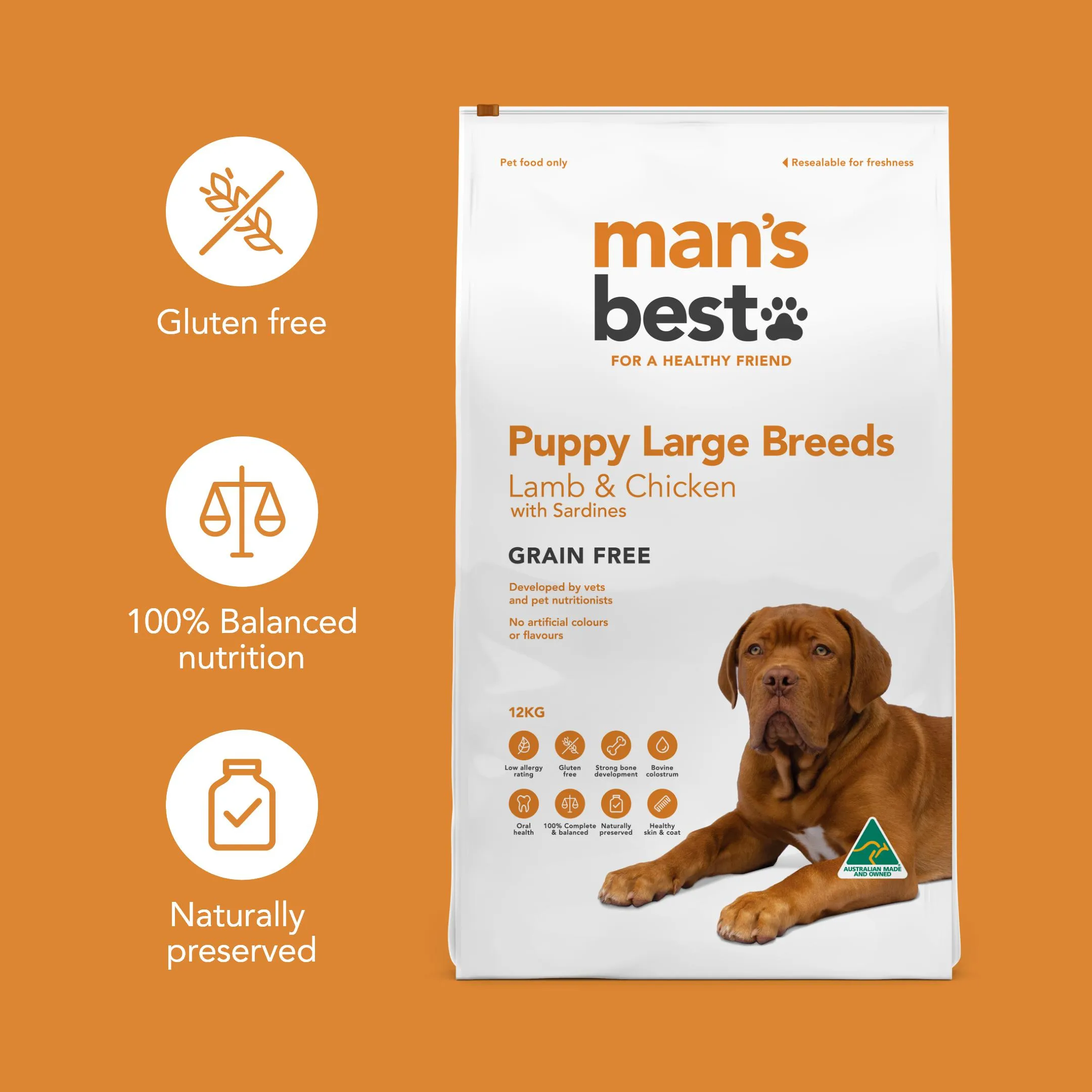 Mans Best Puppy Large Breed Premium Grain Free Dry Food 12kg ( _ )