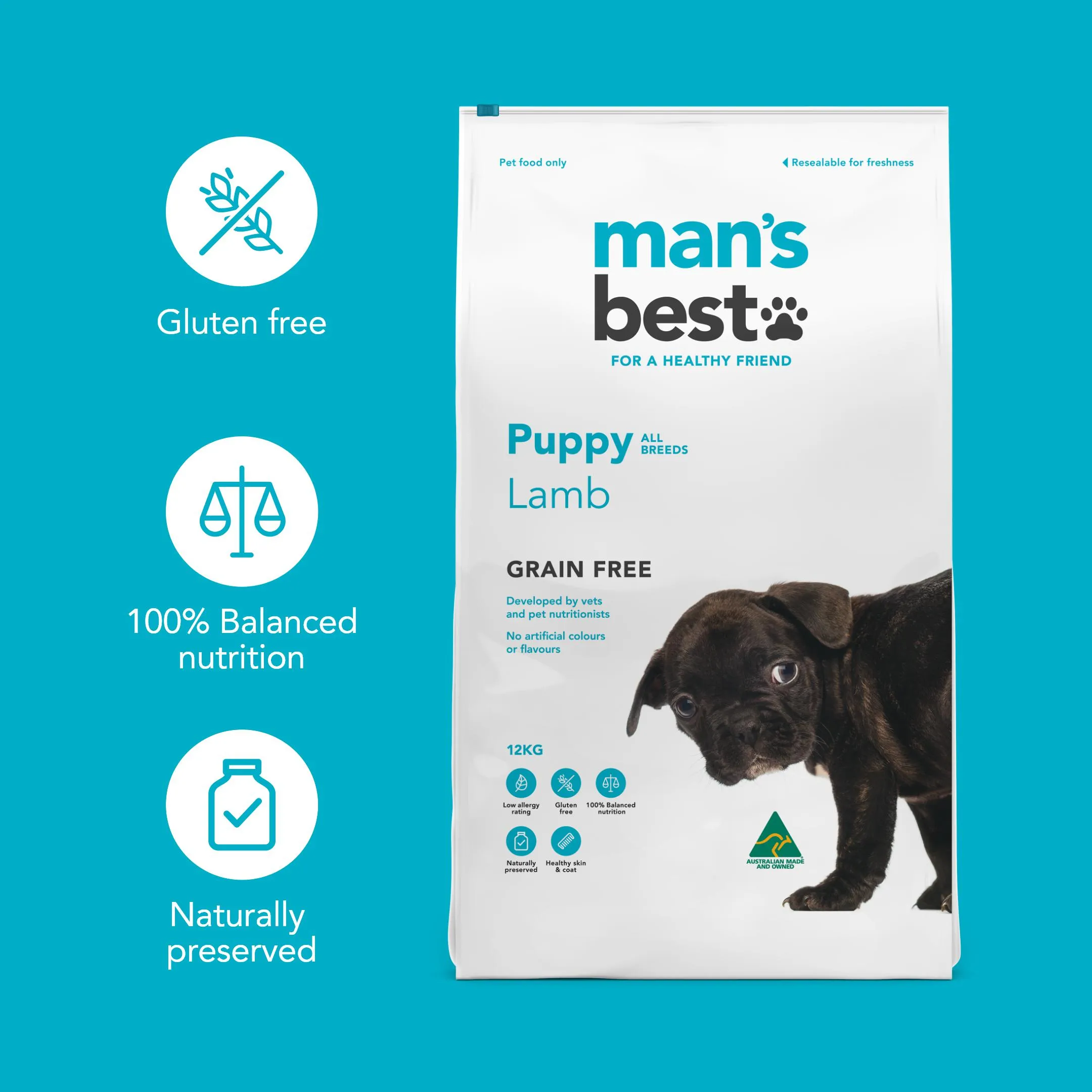 Mans Best Puppy Premium Grain Free Lamb Dry Food 2kg ( _ )