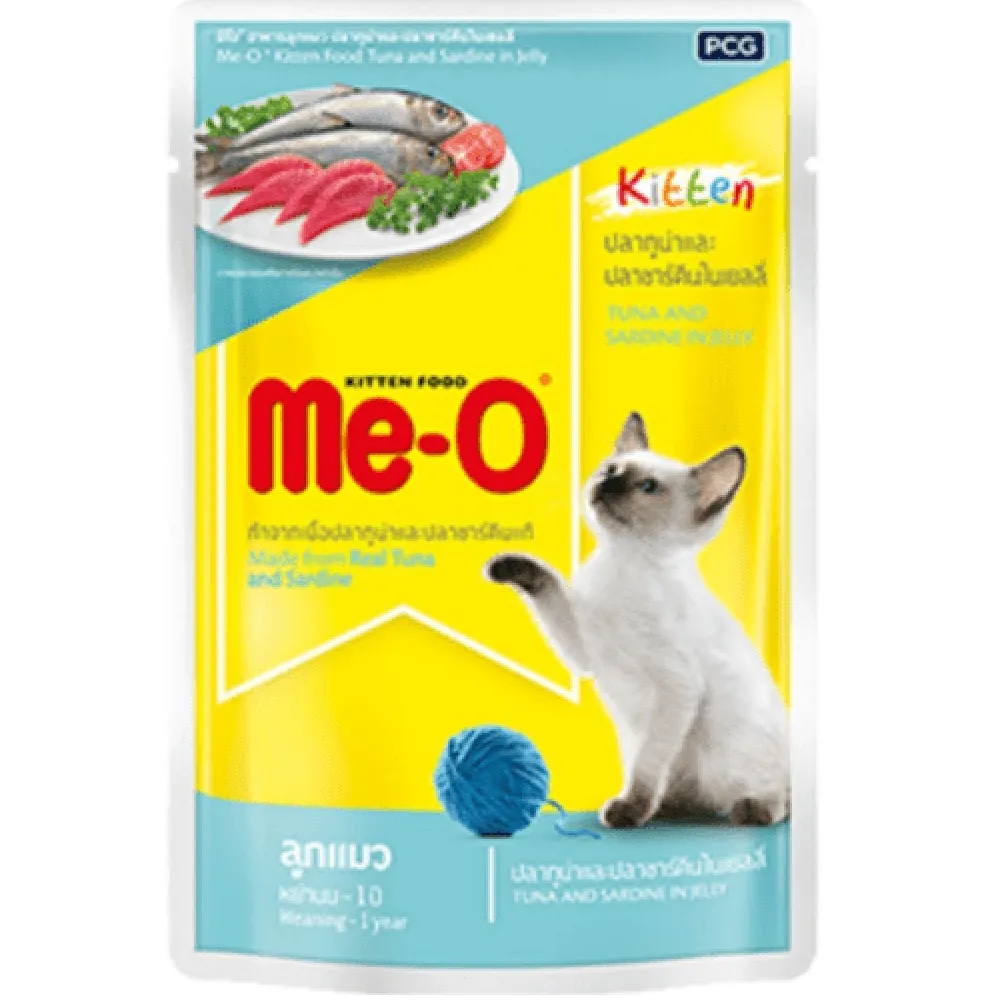 Me O Tuna & Sardine in Jelly Kitten and Purina Felix Chicken with Jelly Adult Cat Wet Food Combo (12 12)
