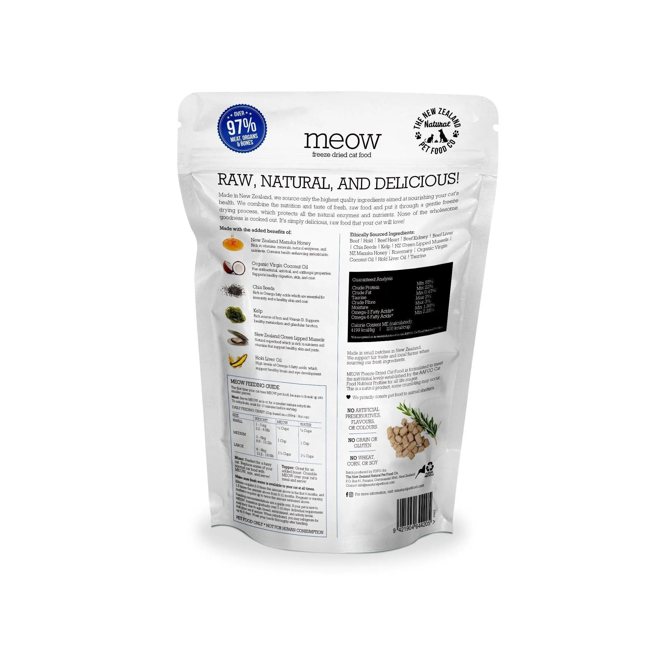 Meow Freeze Dried Cat Food Beef & Hoki Fish 280g