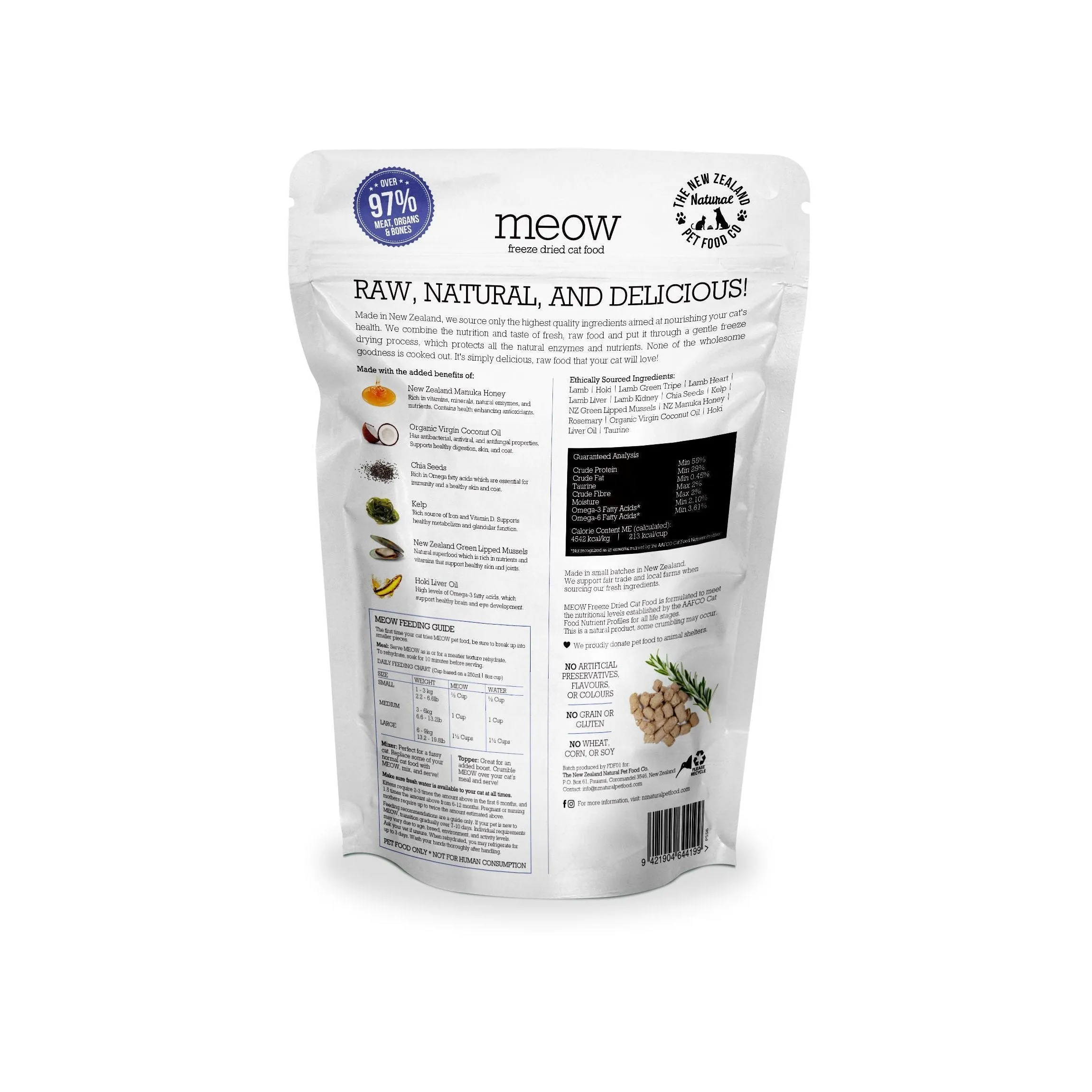 Meow Freeze Dried Cat Food Lamb & Hoki Fish 280g