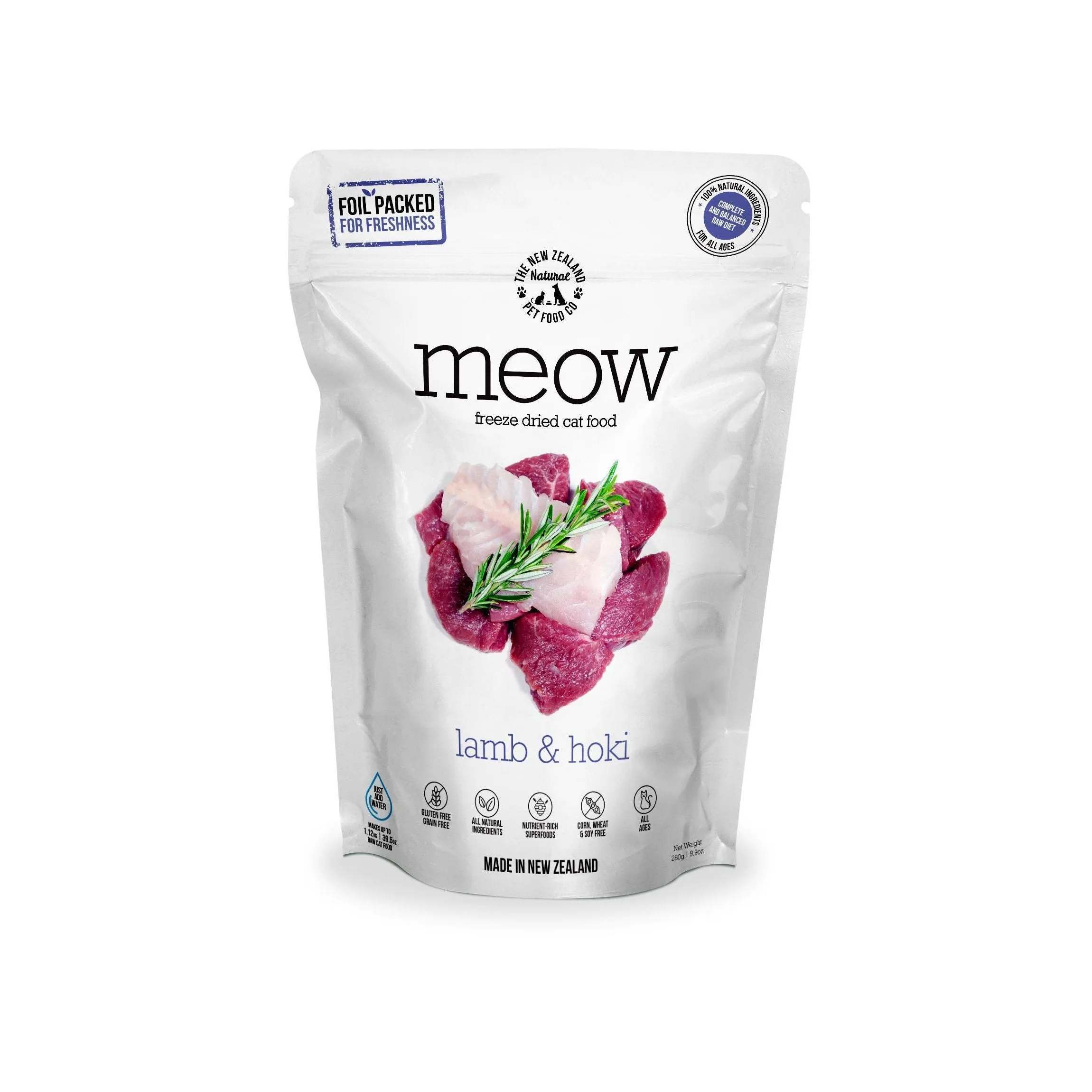 Meow Freeze Dried Cat Food Lamb & Hoki Fish 280g