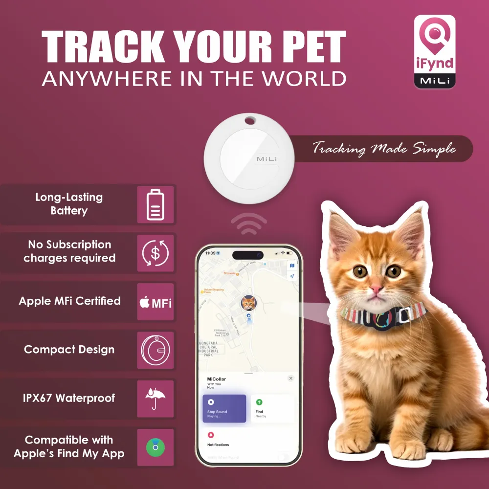 Mitag Anti Loss Device with Collar for Cats (Grey) | IOS