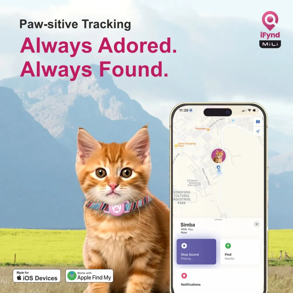 Mitag Anti Loss Device with Collar for Cats (Pink) | IOS