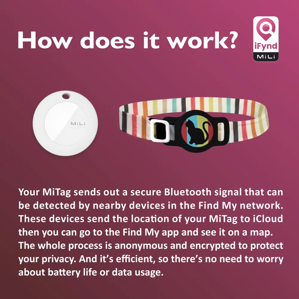Mitag Anti Loss Device with Collar for Cats (Pink) | IOS
