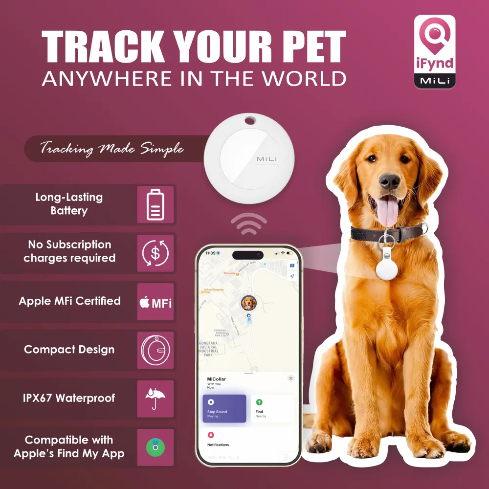 Mitag Anti Loss Device with Keychain for Dogs and Cats (Brown) | IOS