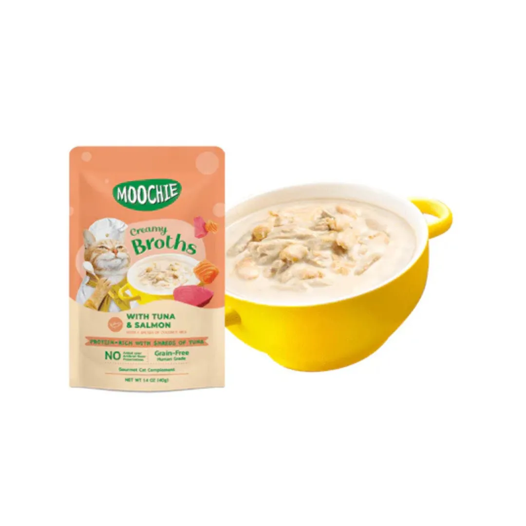 Moochie Broth Tuna & Salmon  40G  Pouch Pets Qatar
