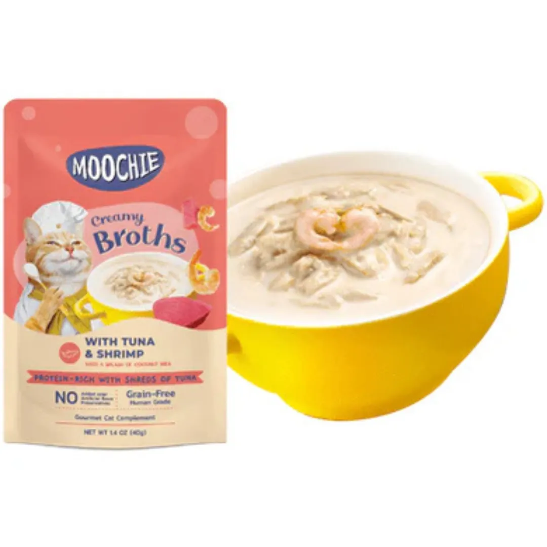 Moochie Broth Tuna & Shrimp  40G  Pouch Pets Qatar