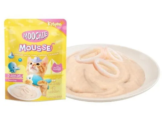 Moochie Kitten Tuna With Topping Calamari Mousse 12X70G. Pouch Pets Qatar
