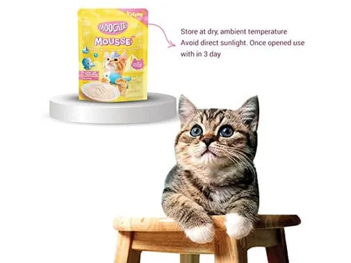 Moochie Kitten Tuna With Topping Calamari Mousse 12X70G. Pouch Pets Qatar