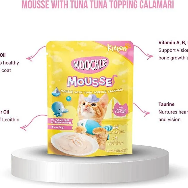 Moochie Kitten Tuna With Topping Calamari Mousse 70G Pouch Pets Qatar