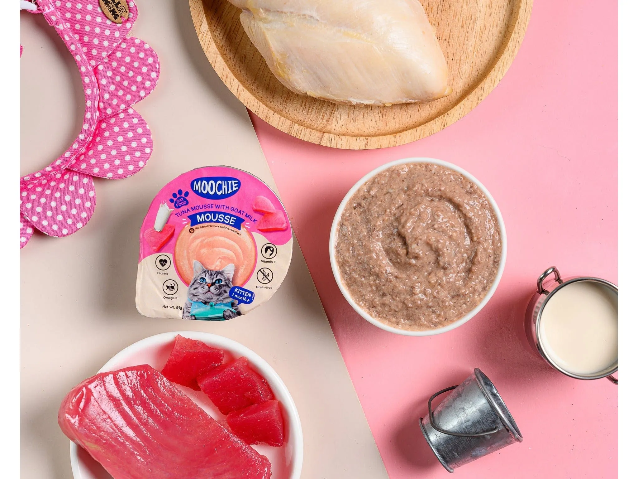 MOOCHIE MOUSSE TUNA WITH GOATMILK 12x85g Cups Pets Qatar