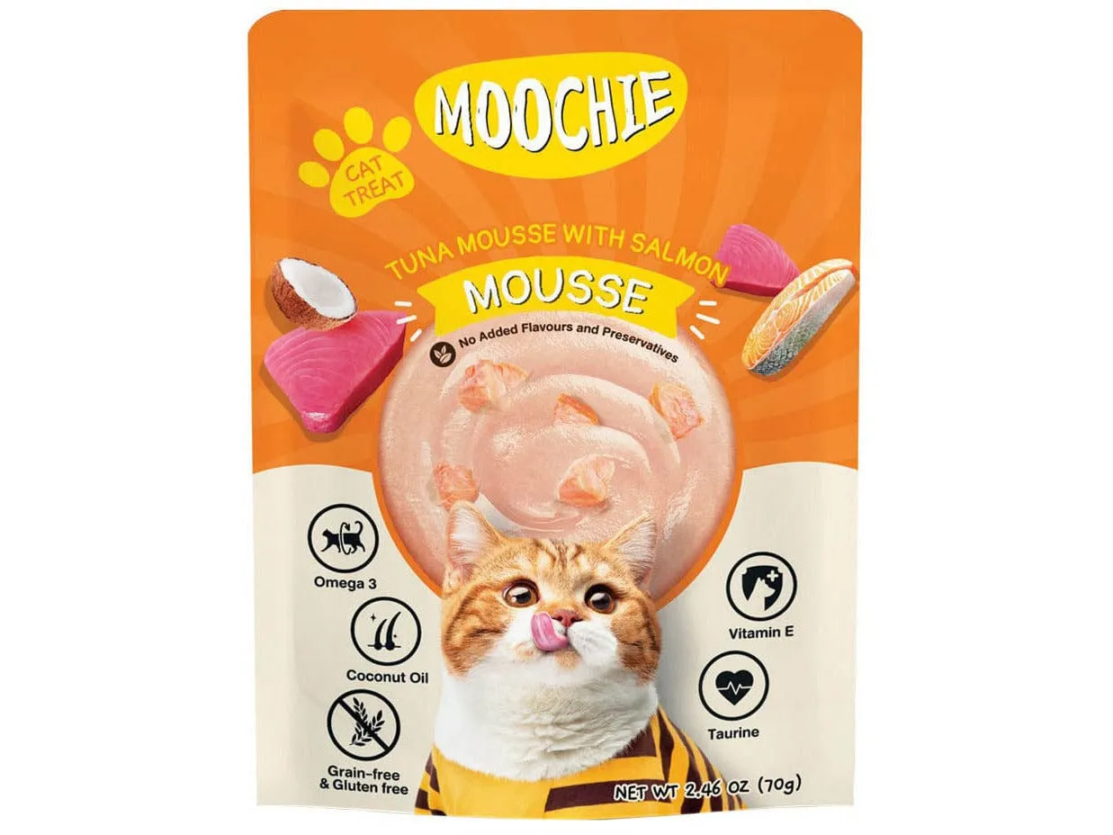 MOOCHIE MOUSSE TUNA WITH SALMON 12x70g Pouchs Pets Qatar