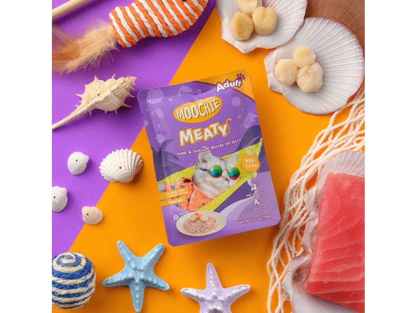 Moochie Tuna & Scallop Recipe In Jelly Mince 70G. Pouch Pets Qatar