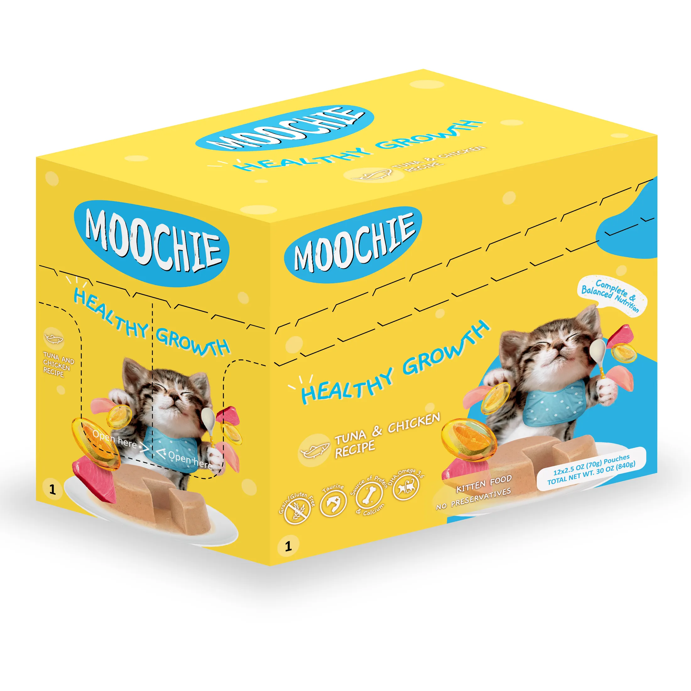 MOOCHIE TUNA MOUSSES FOR KITTEN (HEALTHY GROWTH)12x70g Pouchs Pets Qatar