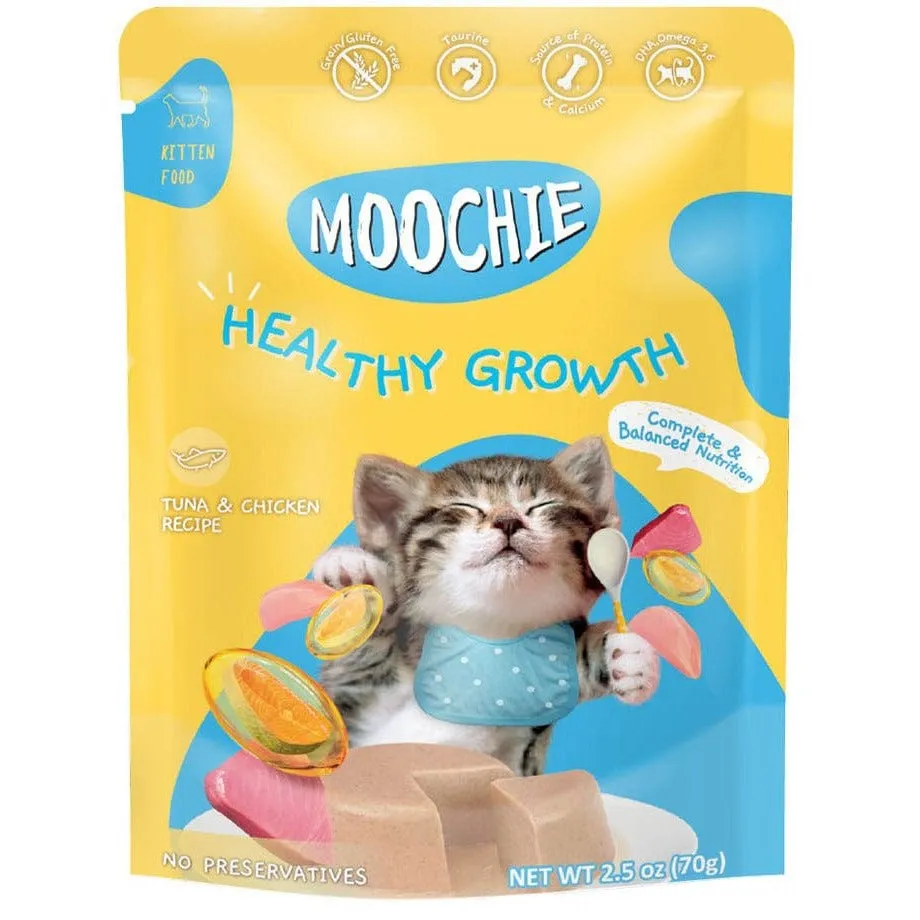 MOOCHIE TUNA MOUSSES FOR KITTEN (HEALTHY GROWTH)12x70g Pouchs Pets Qatar