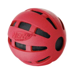 Nerf Bash Checker Squeak Crunch Ball Toy for Dogs (Red)