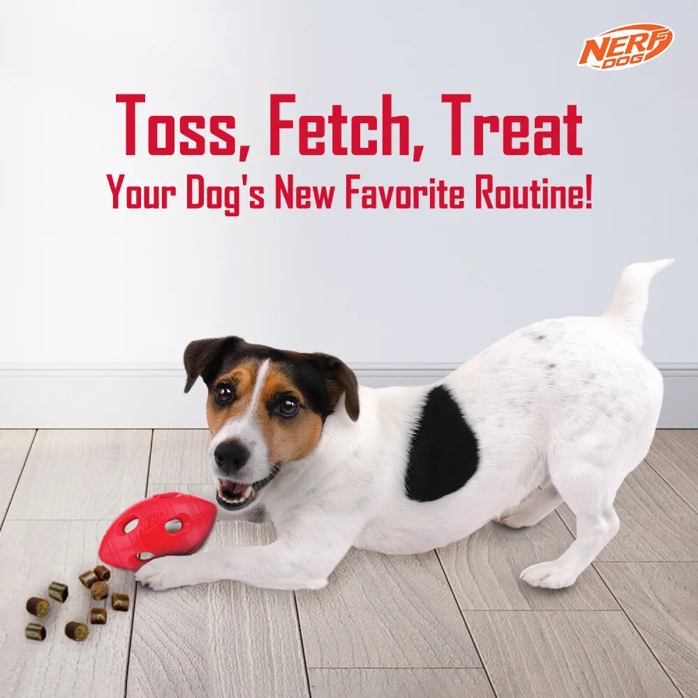 Nerf Bash Treat Football Toy for Dogs (Red)