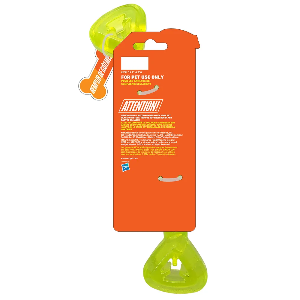 Nerf Dog Bone Tug Interactive Treat Dispenser Toy for Dogs (Green)