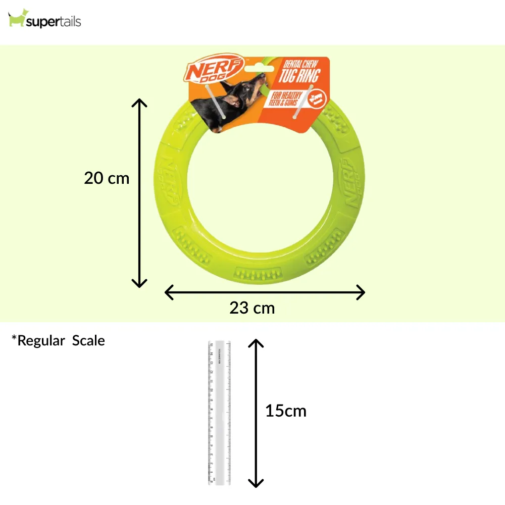 Nerf Dog Dental Tug Ring Toy for Dogs (Green)