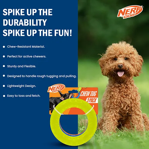 Nerf Dog EXO Translucent Spike 3 Rings Toy for Dogs (Blue/Green/Orange)