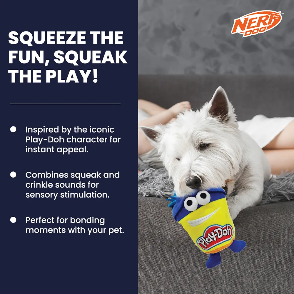 Nerf Dog Hasbro Squeak and Crinkle Plush Toy for Dogs (Yellow/Blue)
