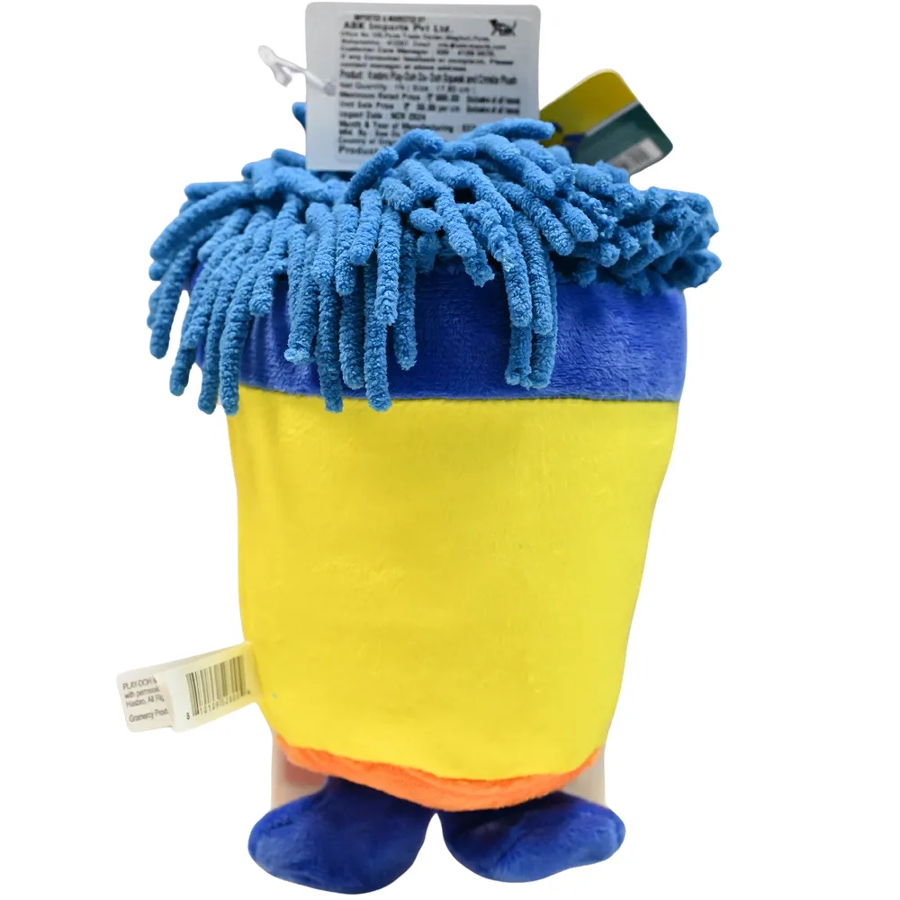 Nerf Dog Hasbro Squeak and Crinkle Plush Toy for Dogs (Yellow/Blue)