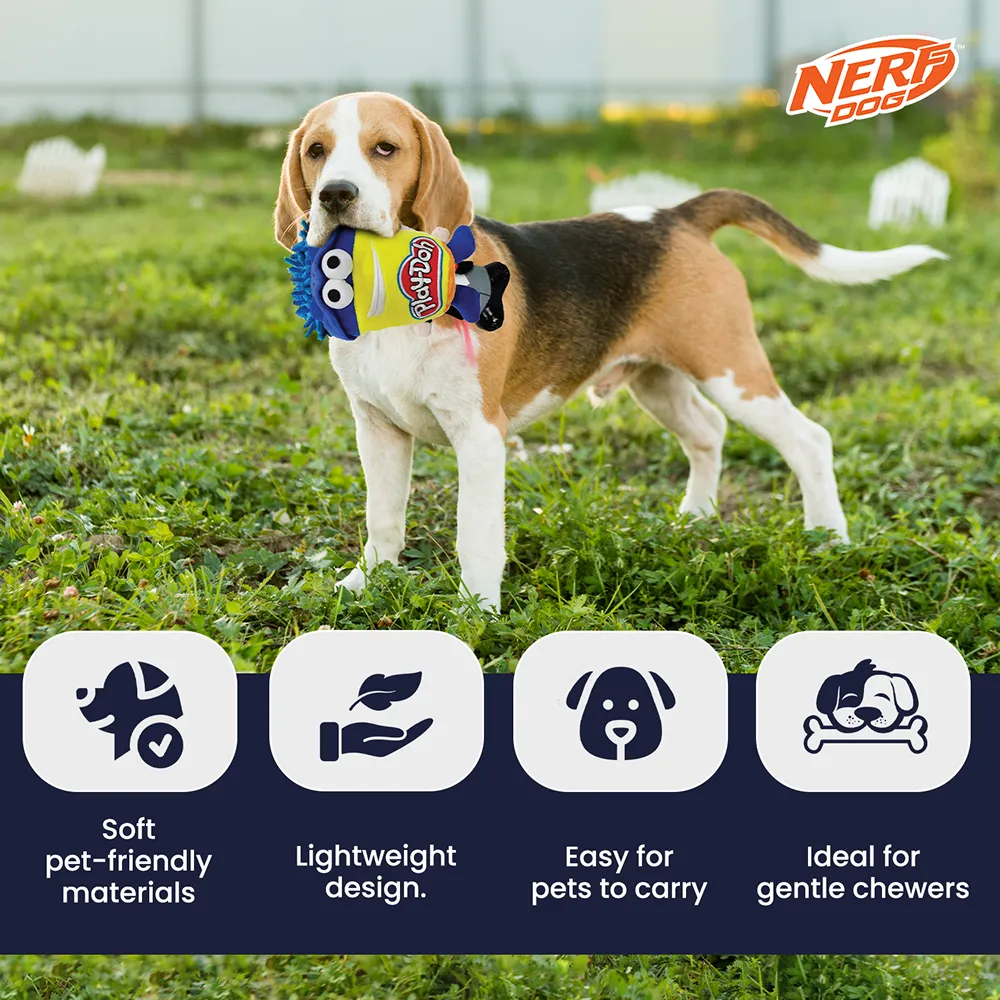 Nerf Dog Hasbro Squeak and Crinkle Plush Toy for Dogs (Yellow/Blue)
