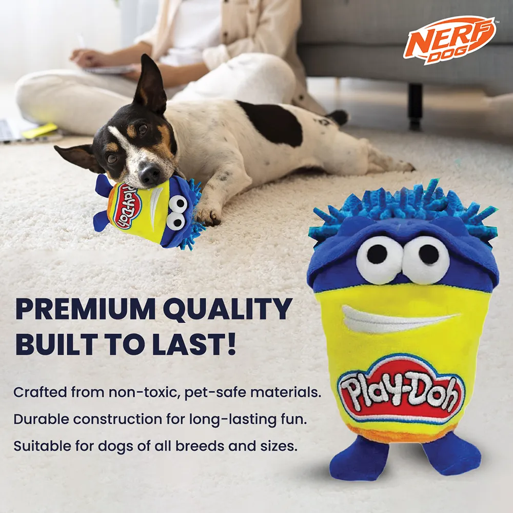 Nerf Dog Hasbro Squeak and Crinkle Plush Toy for Dogs (Yellow/Blue)