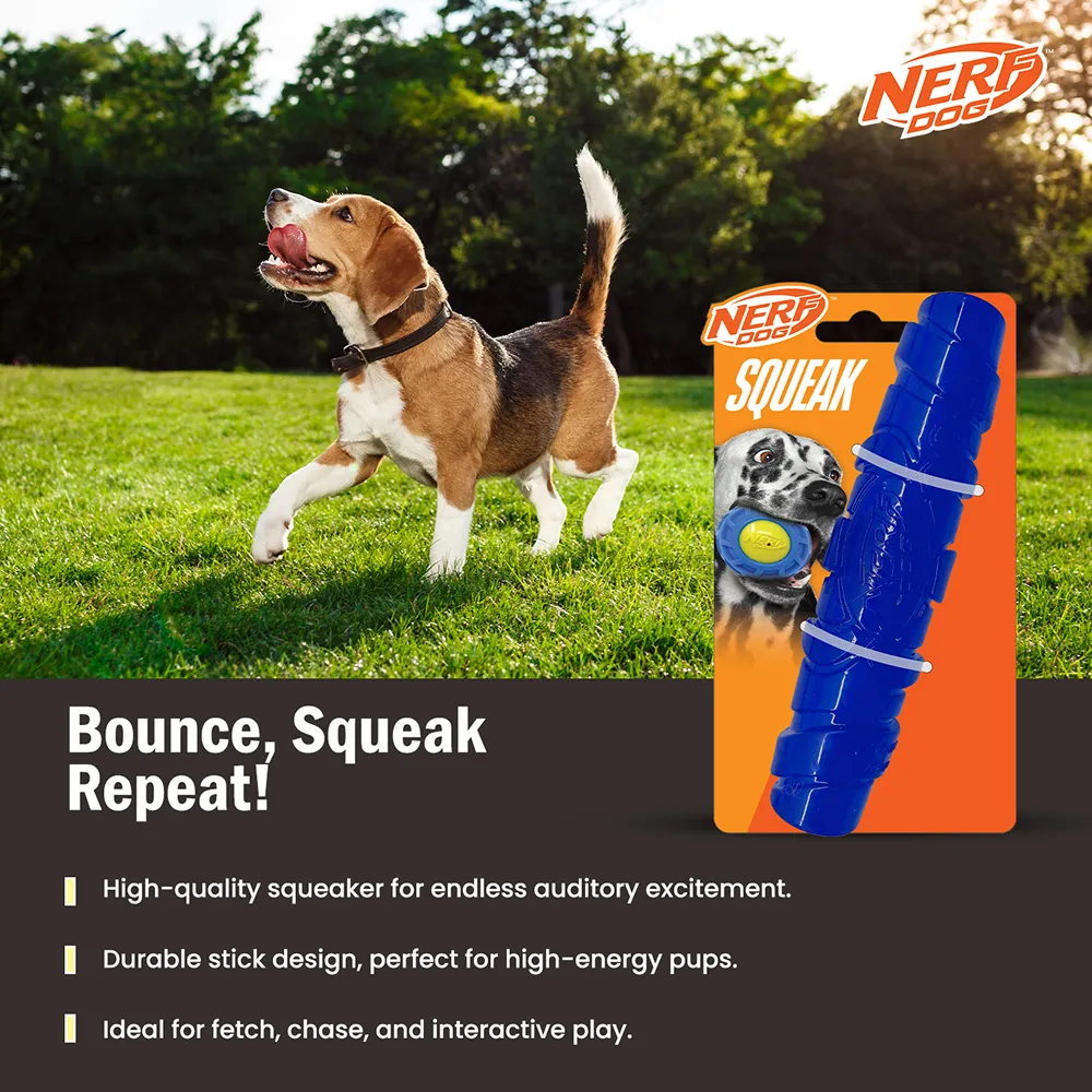 Nerf Dog Squeak Stick Toy for Dogs (Blue)