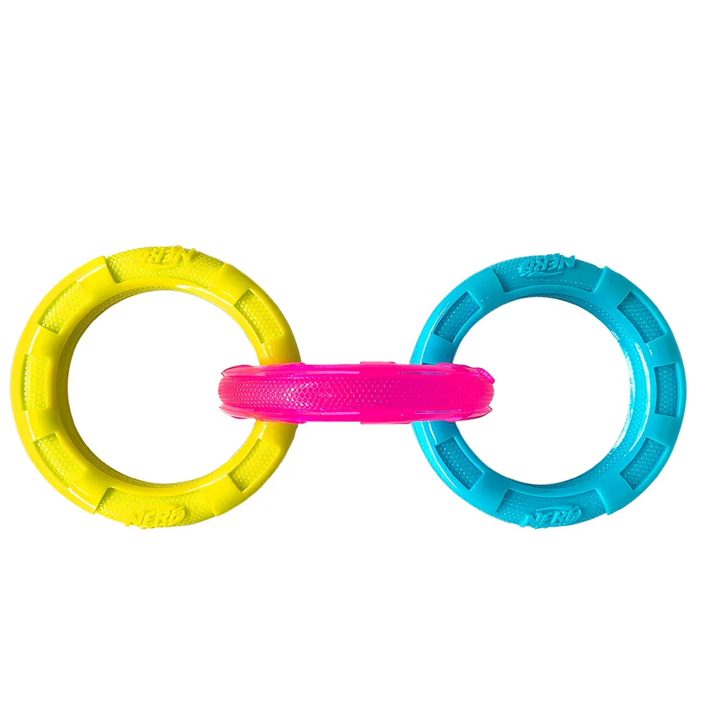 Nerf Dog Translucent Spike 3 Rings Toy for Dogs (Blue/Pink/Yellow)
