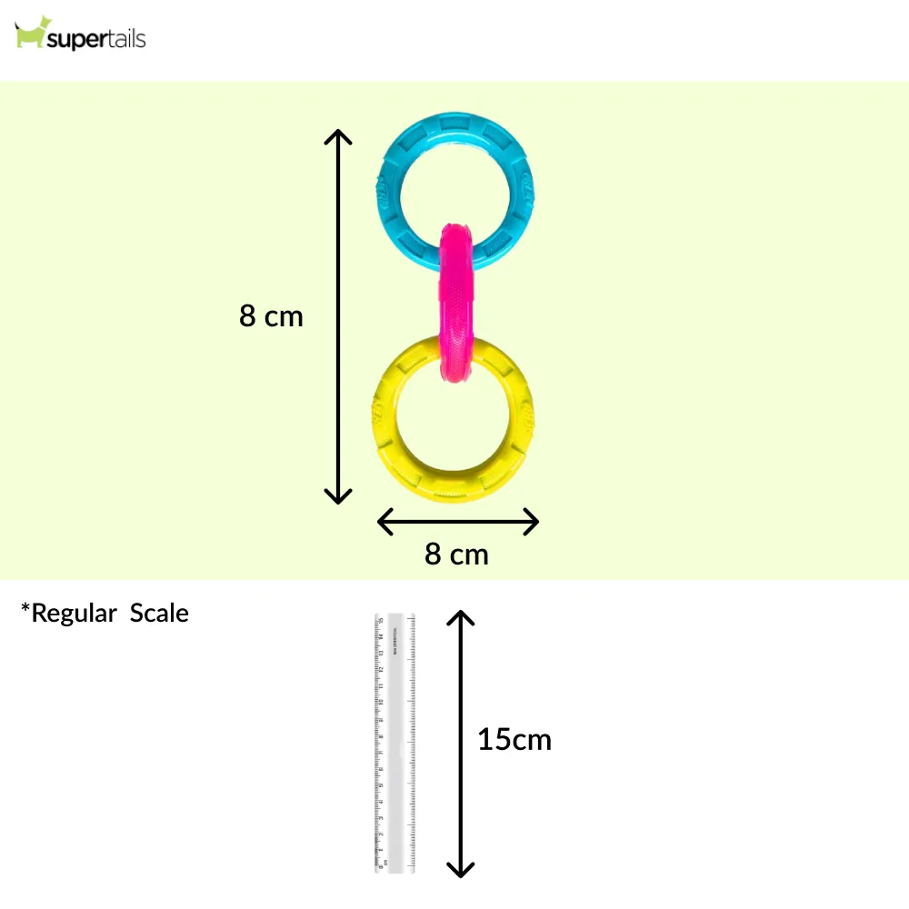 Nerf Dog Translucent Spike 3 Rings Toy for Dogs (Blue/Pink/Yellow)