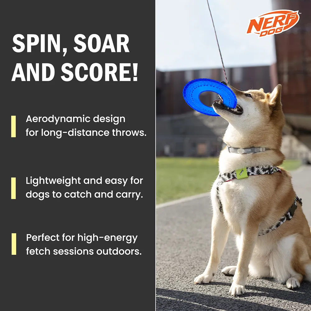 Nerf Dog Translucent Tire Flyer TPR Toy for Dogs (Blue)
