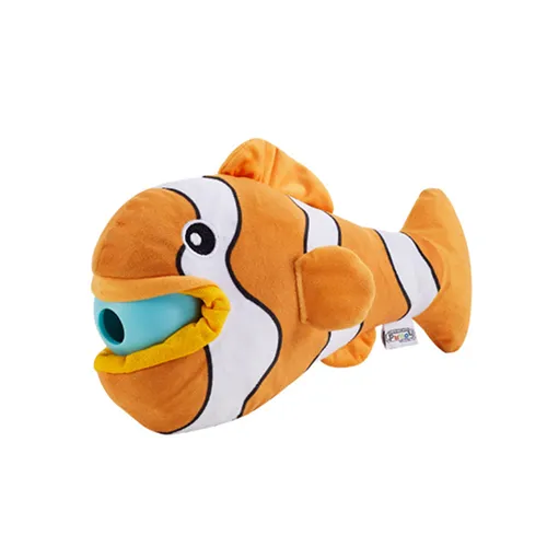 Outward Hound Big Mouth Clown Fish Plush Toy for Dogs (Orange)