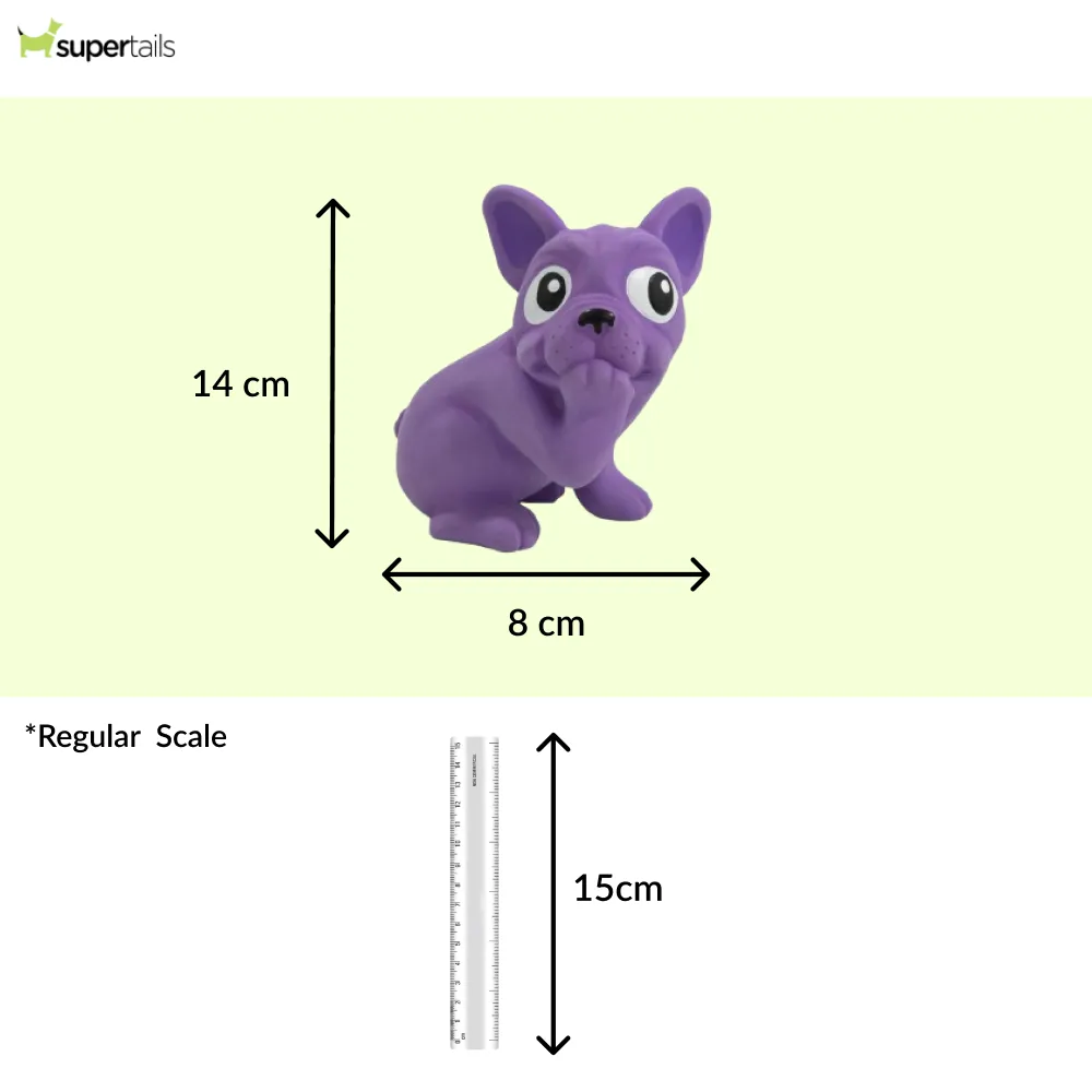 Outward Hound Tootiez Grunting French Bulldog Interactive Chew Toy for Dogs (Purple)
