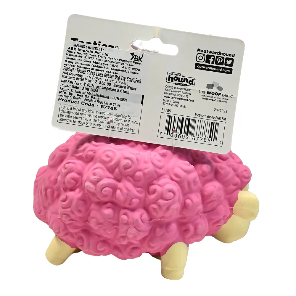 Outward Hound Tootiez Sheep Latex Rubber Toy for Dogs (Pink)